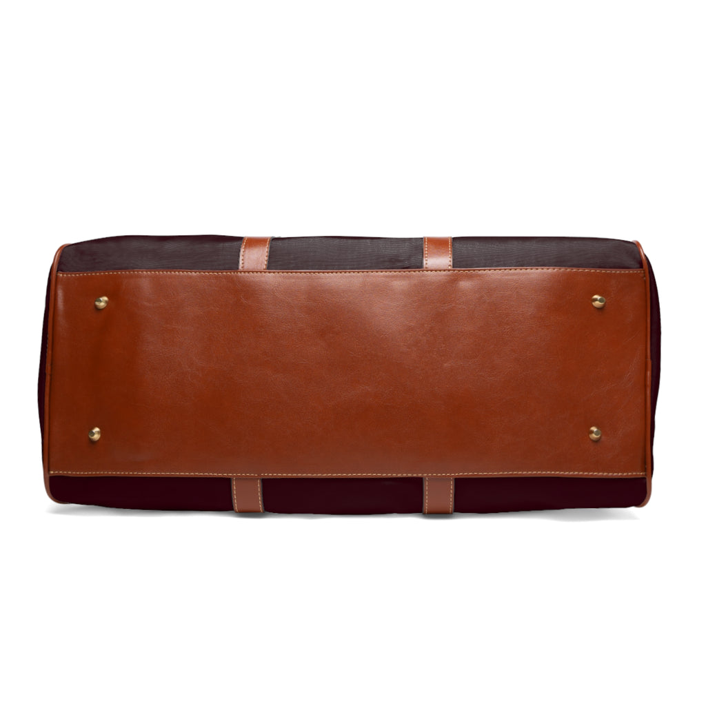 Burgundy Travel Duffel Bag – Waterproof Weekender with Leather Handles (Mwadime Logo)