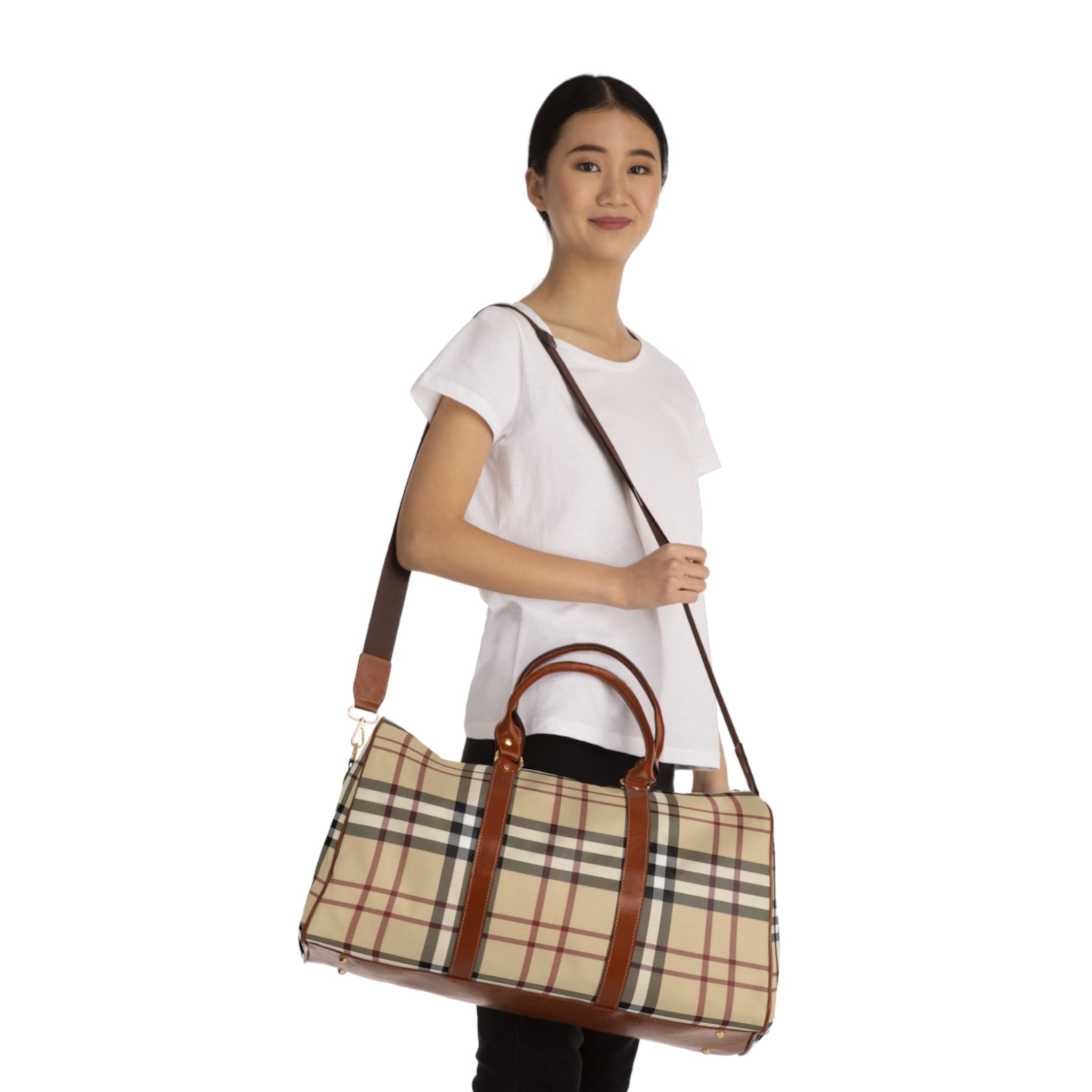 Classic Plaid Waterproof Travel Duffle Bag