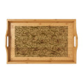 Vintage Floral Engraved Bamboo Serving Tray — Floral Scroll Pattern