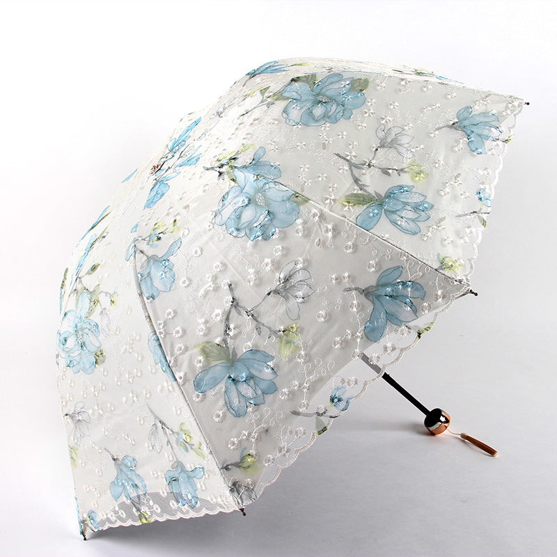 Aurora Three-fold Lace Embroidered Umbrella