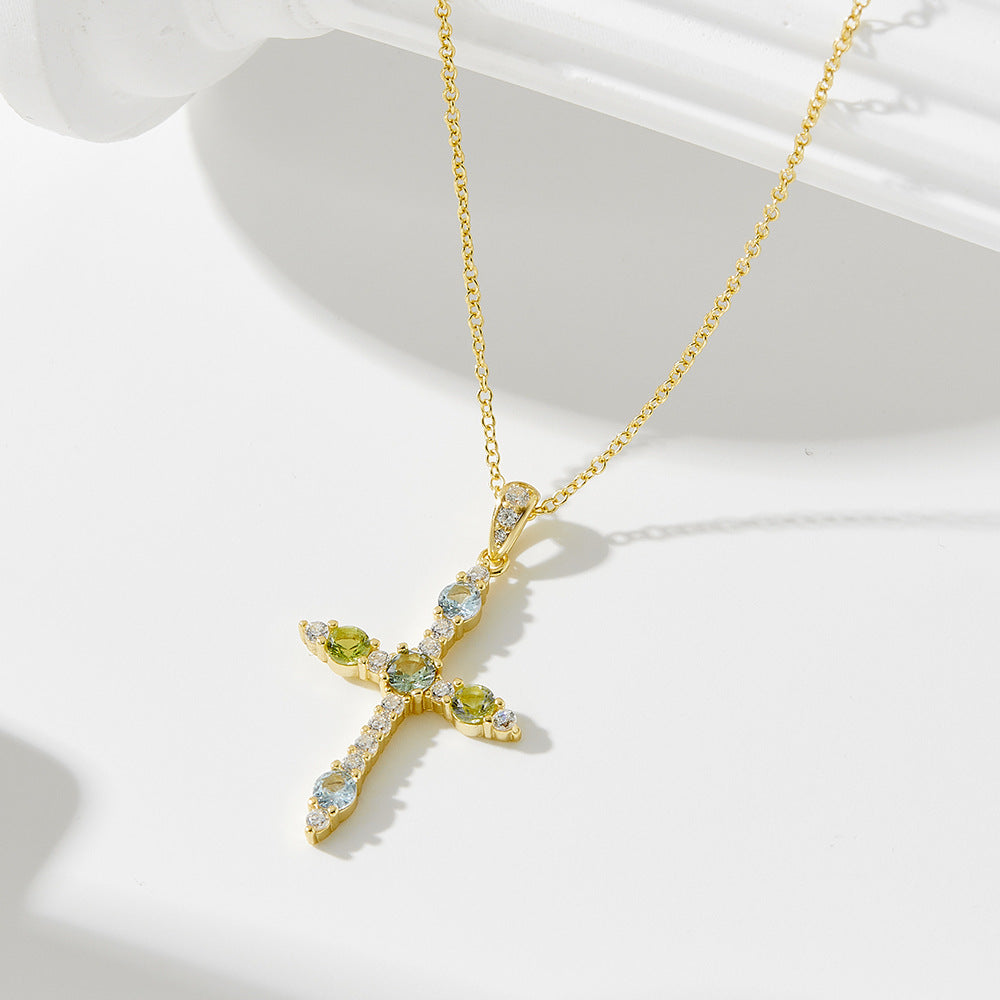 Cross Pendant Necklace with Zircon