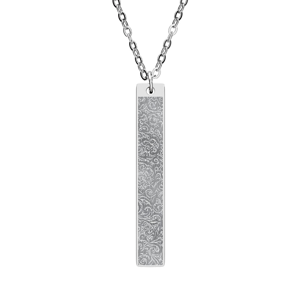 Engravable Vertical Bar Necklace — Gothic Silver or Rose Gold Pendant