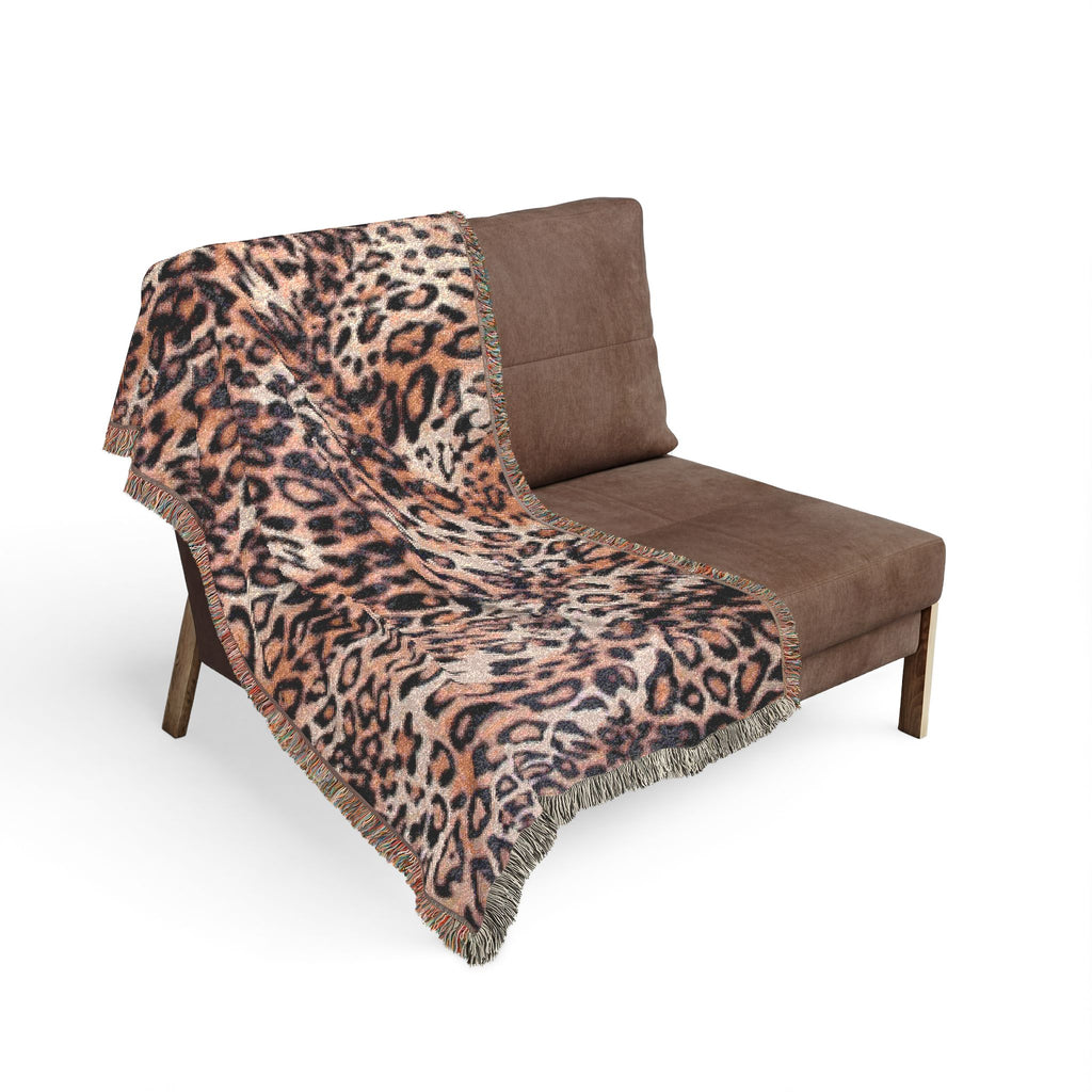 Leopard Print Woven Blanket — Cozy Animal Print Throw for Living Room & Bedroom