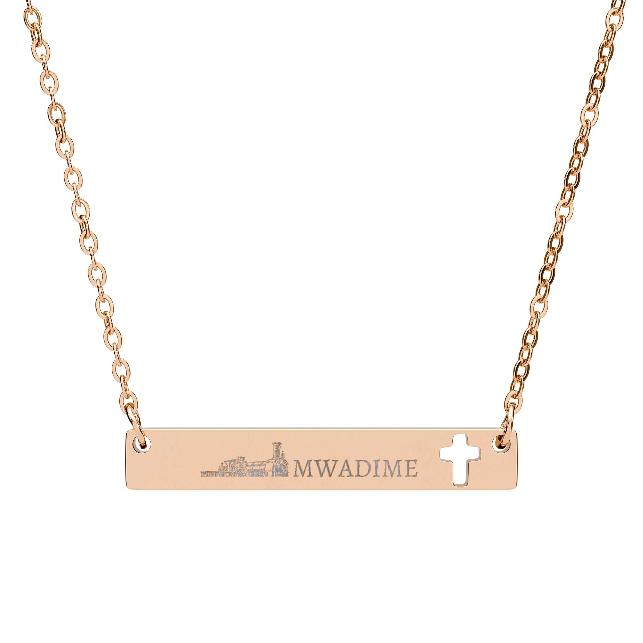 Engraved Cutout Cross Bar Necklace — Christian Faith Pendant