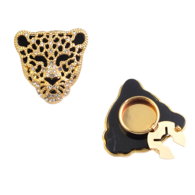 Leopard Head Rhinestone Button Covers for Shirt Cuff