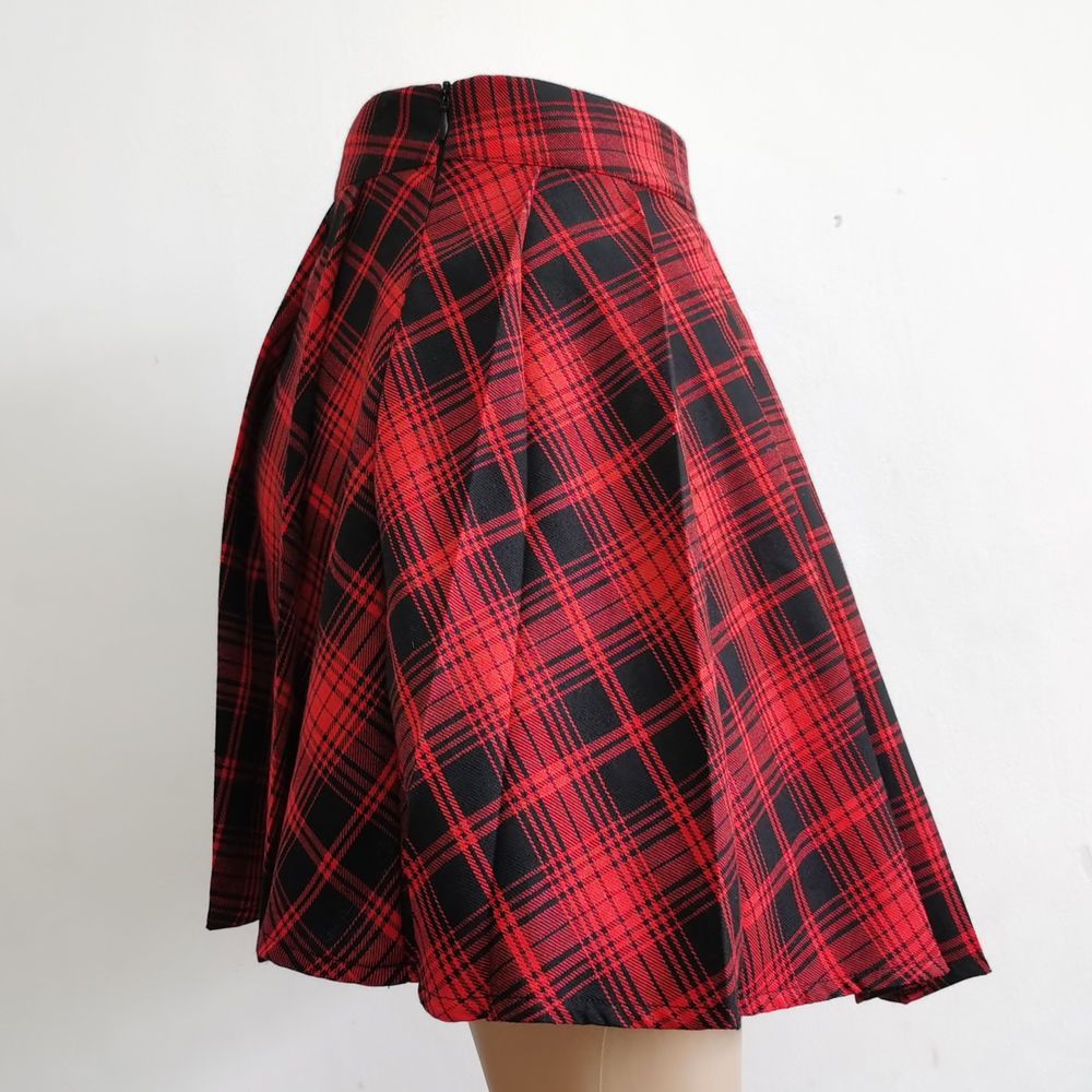 Gothic Black and White/Red Checkered Skirt