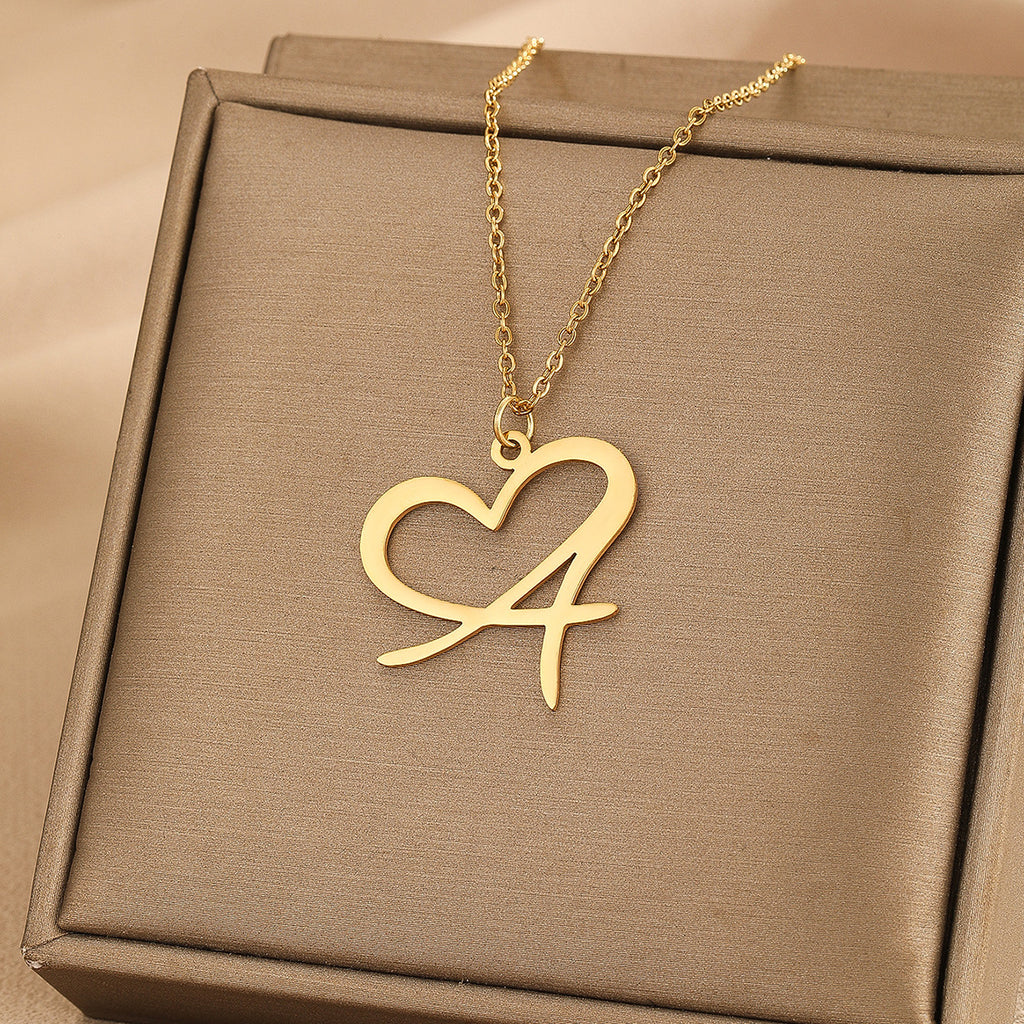 Heart of love 26 letter necklace