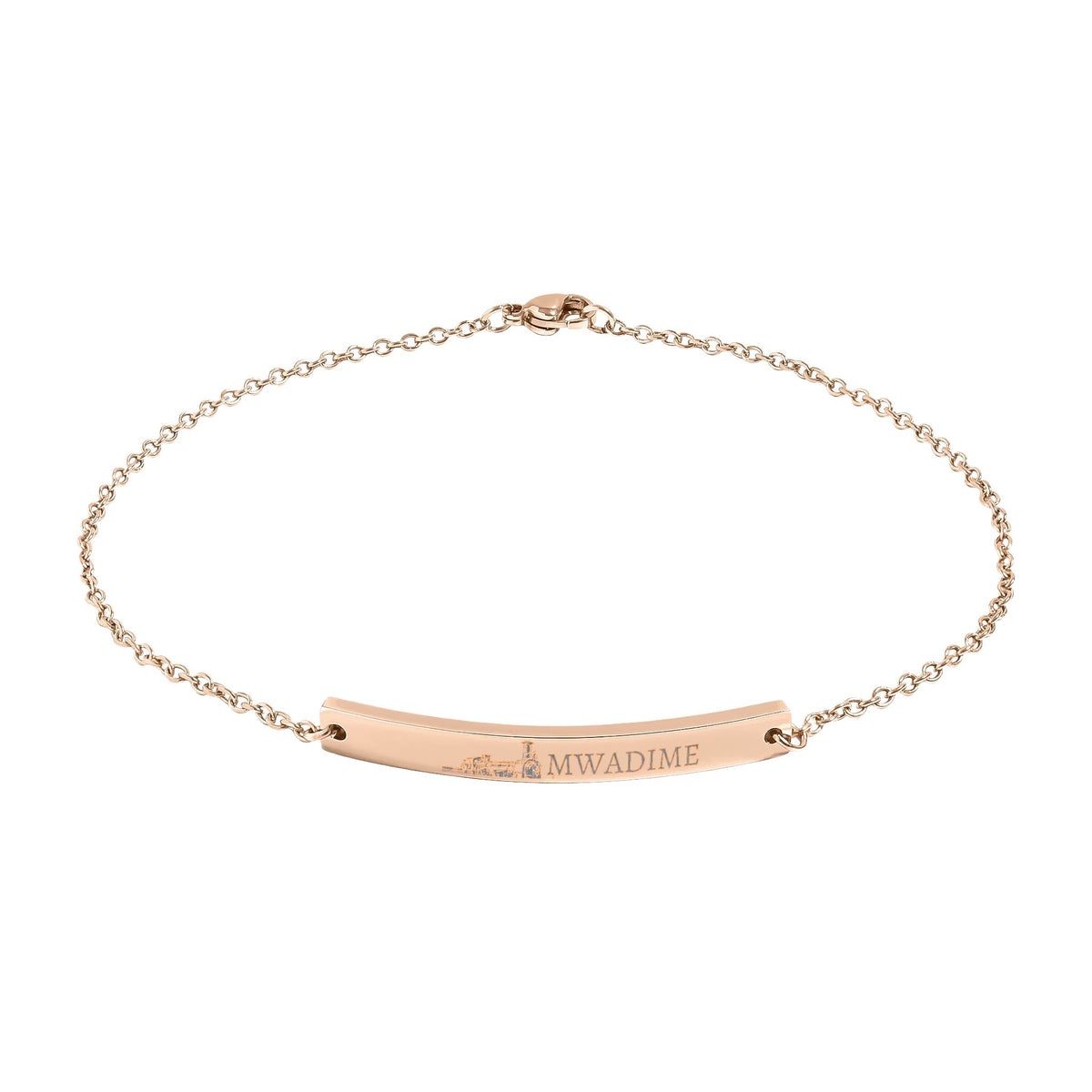 Engravable Curved Bar Anklet — Personalized Minimalist Anklet (Rose Gold or Black)