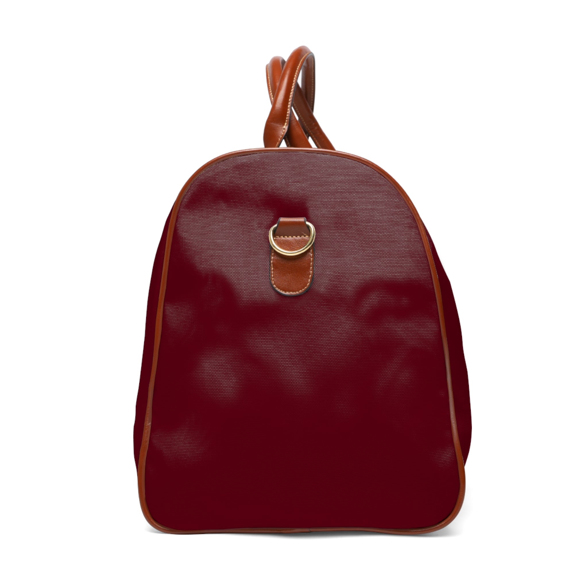 Waterproof Travel Bag — Burgundy Weekender Duffle with Leather Trim