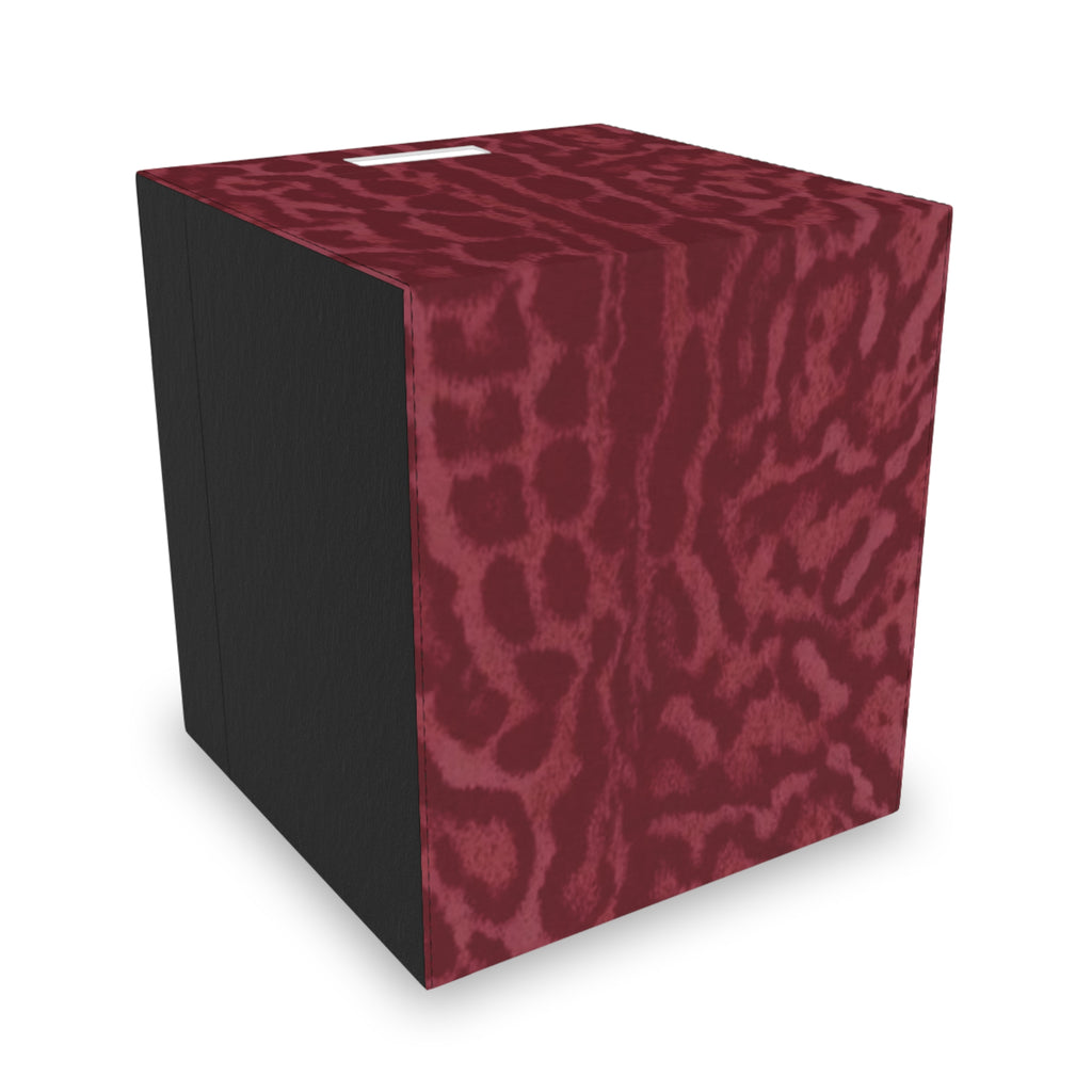 Felt Storage Box — Burgundy Leopard Print Cube Organizer
