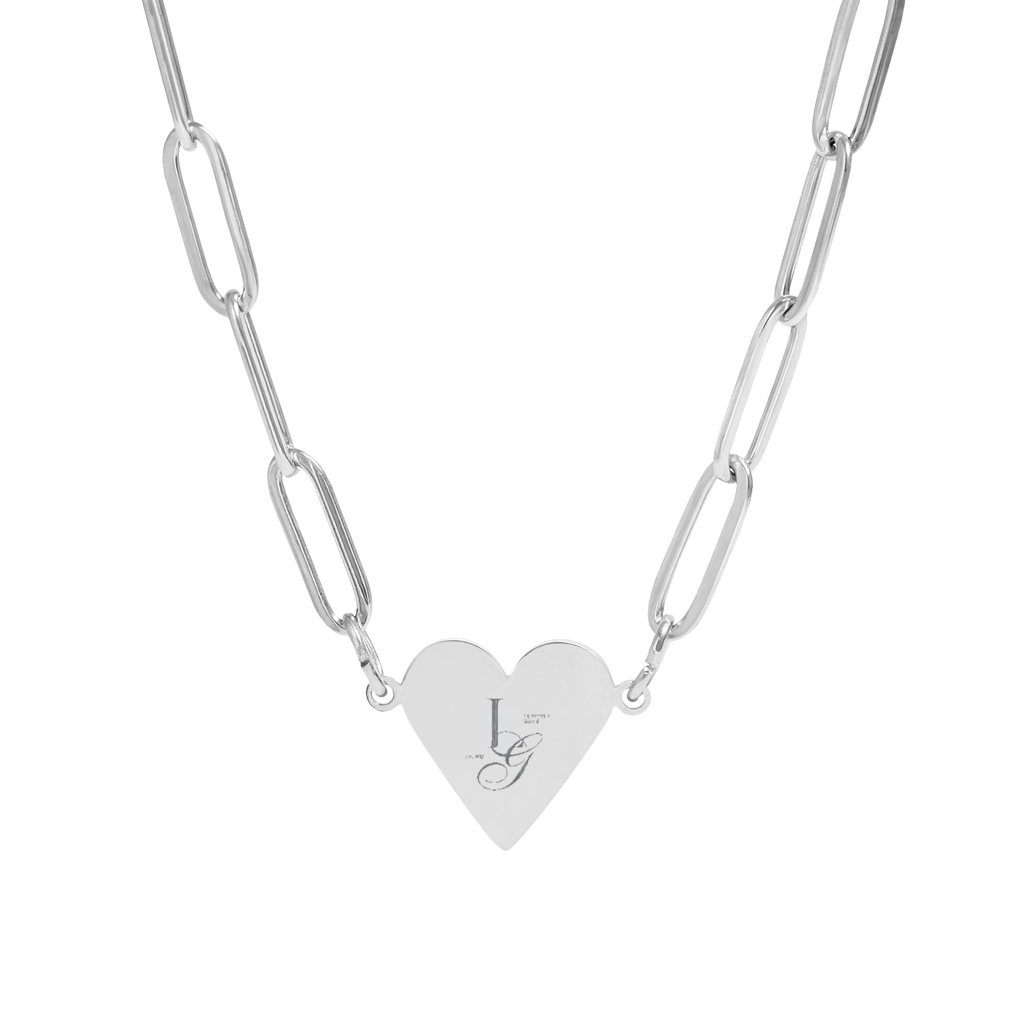 Heart Paperclip Necklace — Engravable Rose Gold Heart Pendant