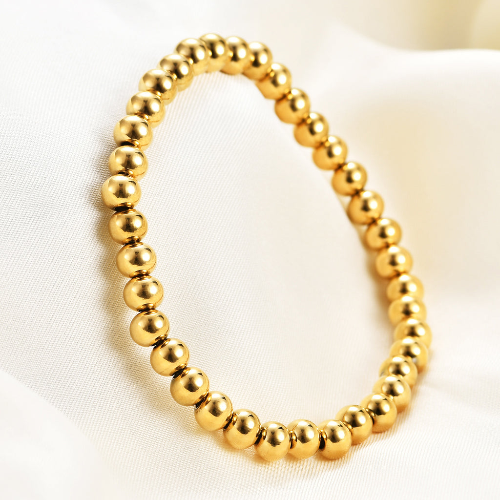 Stainless Steel Beaded Elastic Bracelet