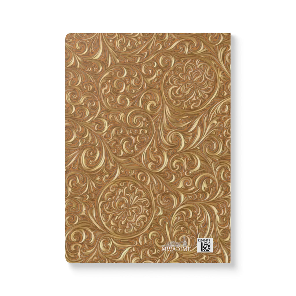 Gold Embossed Print Softcover Journal — Ornate Floral Pattern Notebook