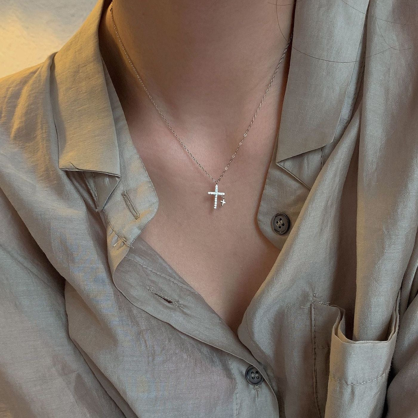Zircon Cross Necklace
