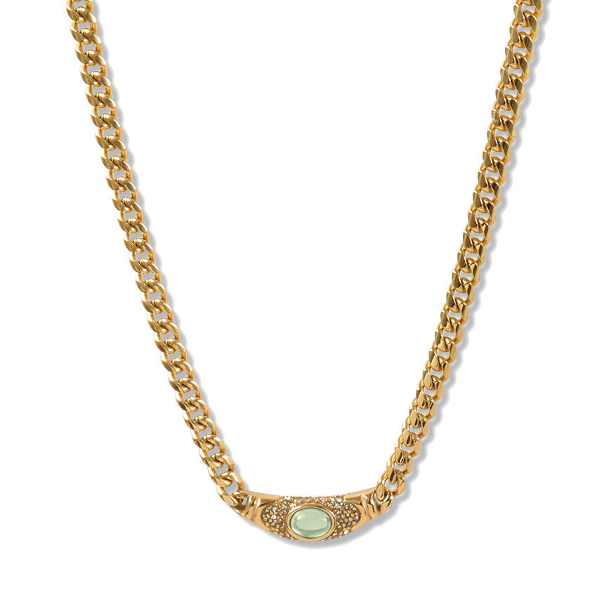 Fashion Stainless Steel Zircon Necklace with Gold Plating