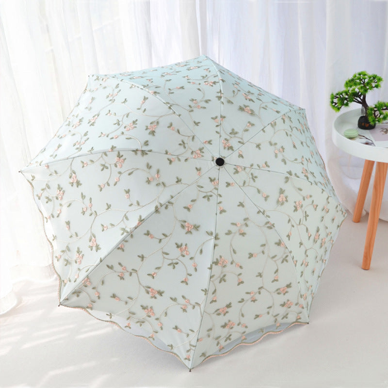 Aurora Three-fold Lace Embroidered Umbrella