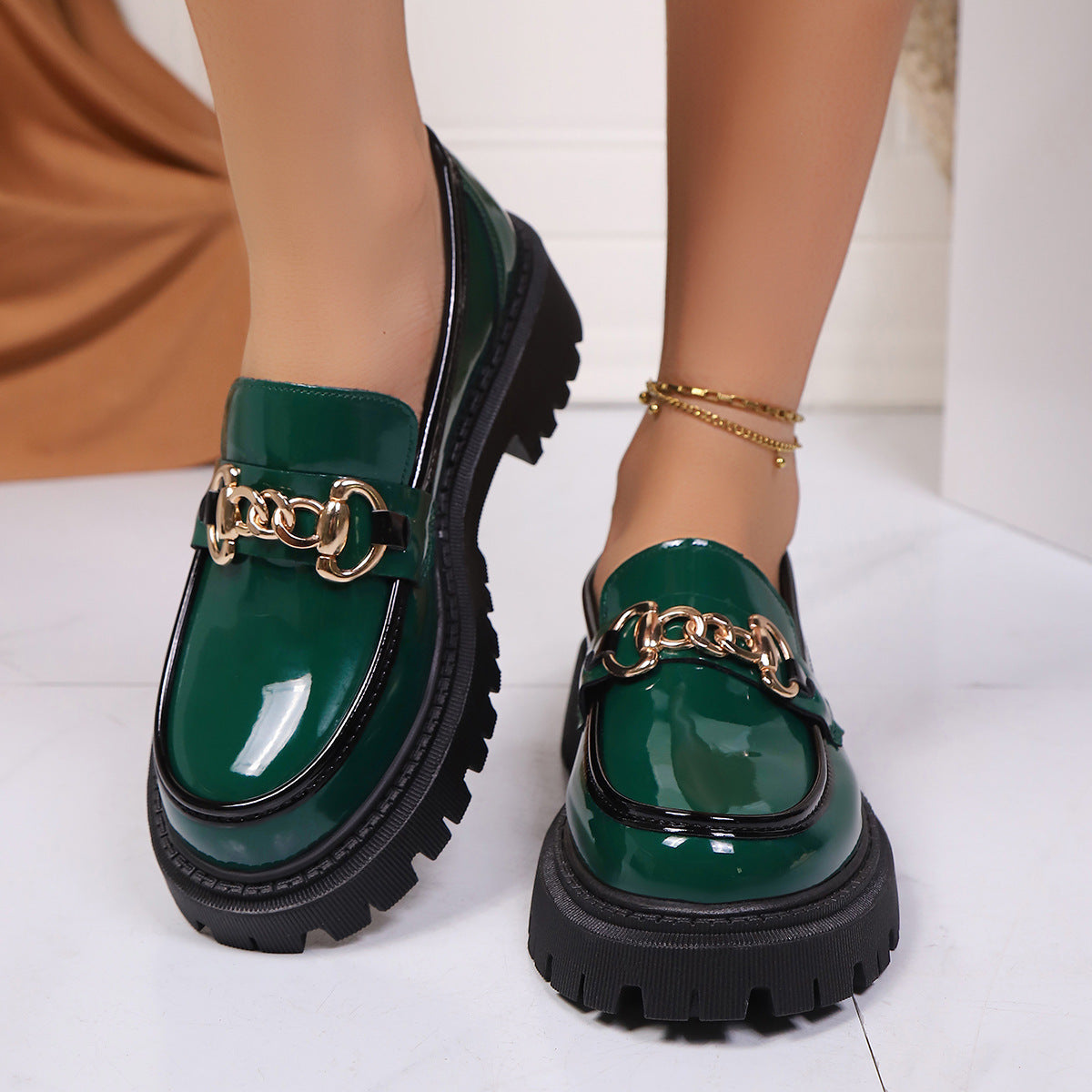 Leather Shoes Thick Sole Slip-On