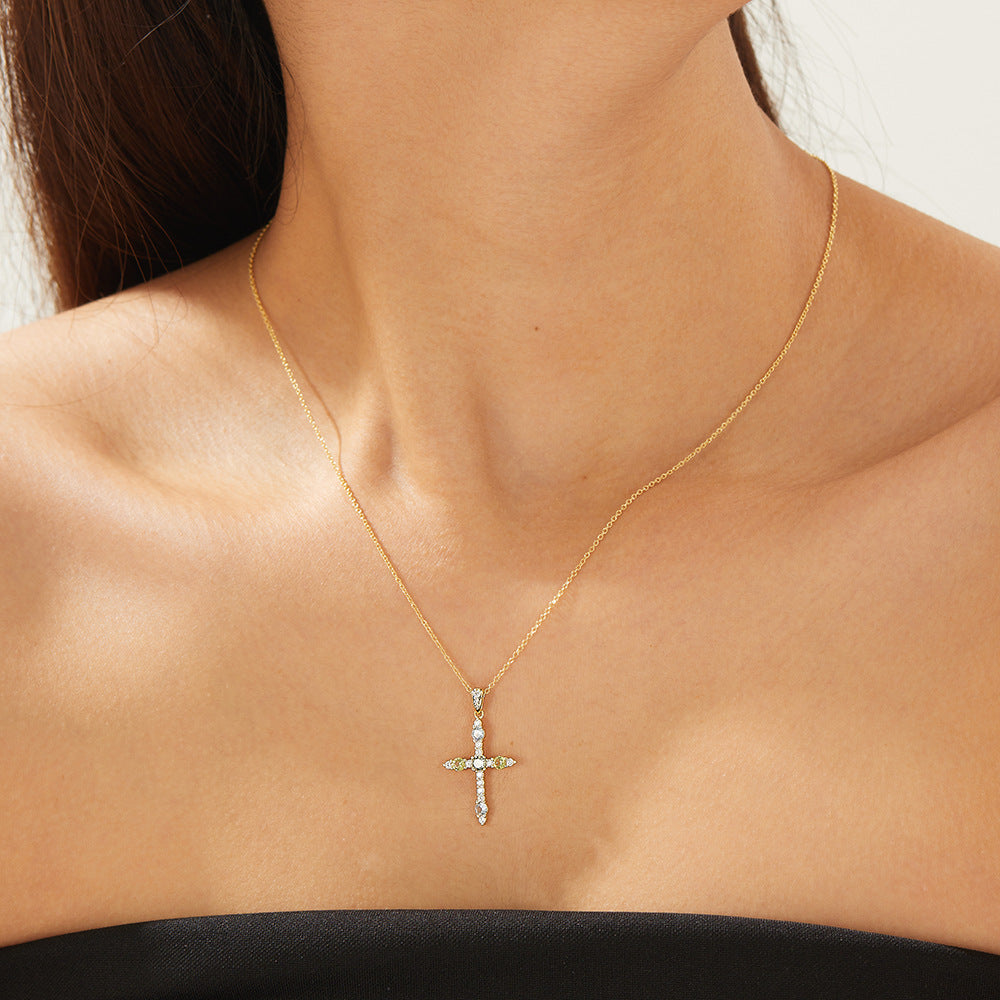 Cross Pendant Necklace with Zircon