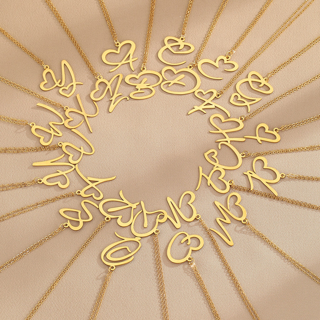 Heart of love 26 letter necklace