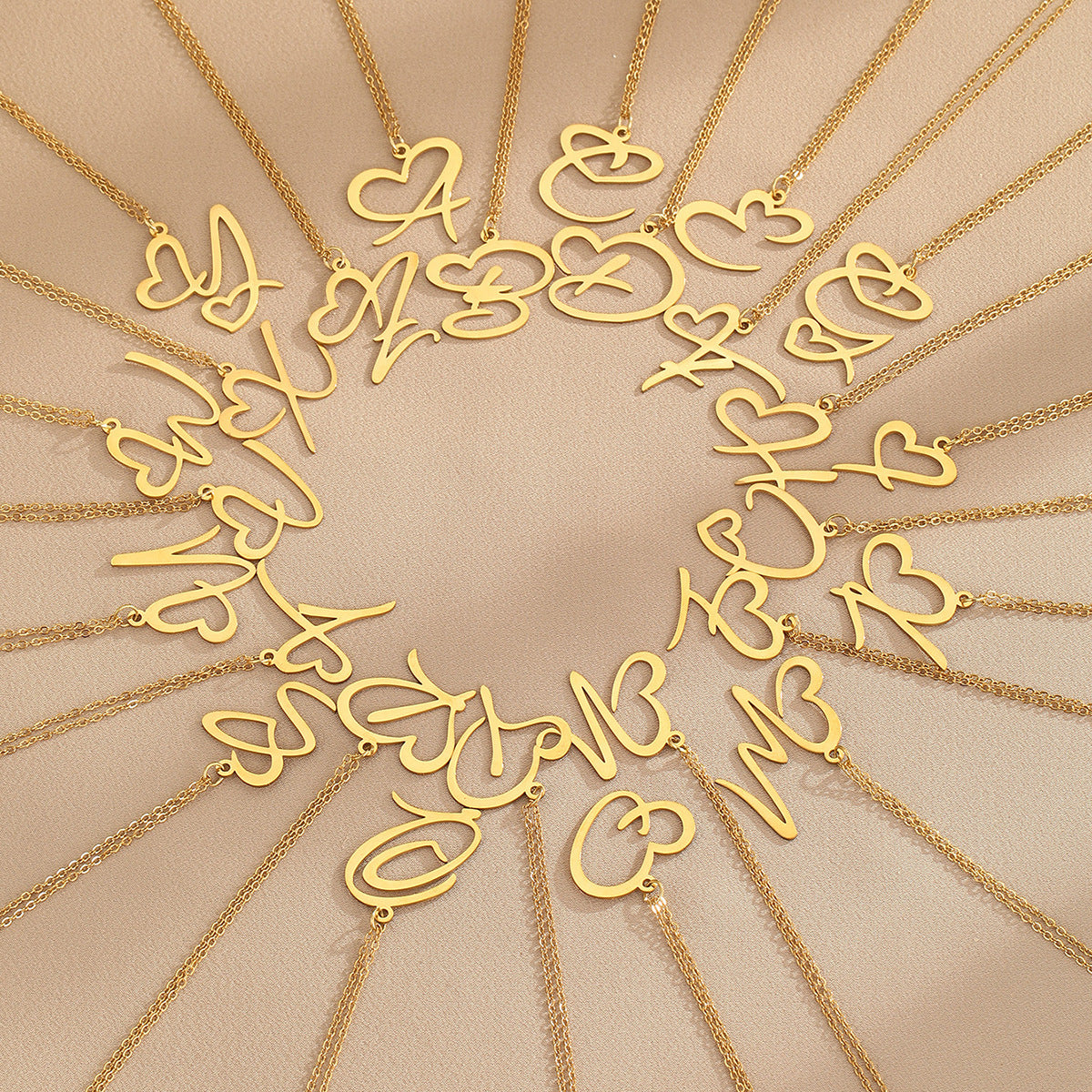 Heart of love 26 letter necklace