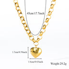 Gold Heart Pendant Stainless Steel Necklace