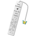 Religious Engraved Stainless Steel Bookmark with Cross Pendant