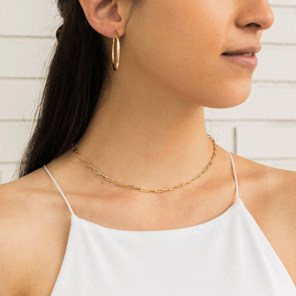 Stainless Steel Gold Plated Paperclip Necklace