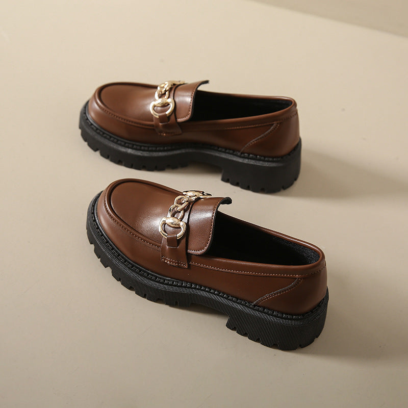 Leather Shoes Thick Sole Slip-On