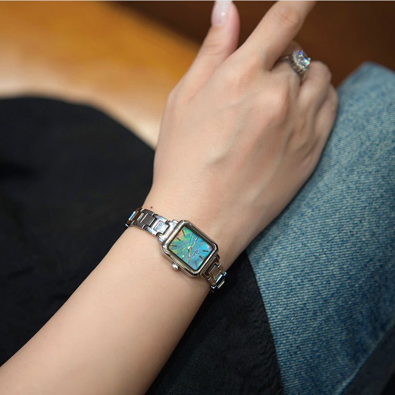 Simple Sugar Cube Small Square Steel Strap Watch