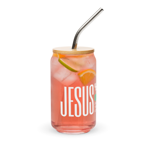 Can-shaped glass (with christian message)