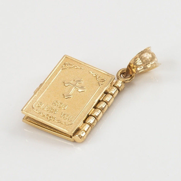 Openable Bible Book Cross Necklace