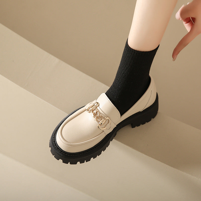 Leather Shoes Thick Sole Slip-On