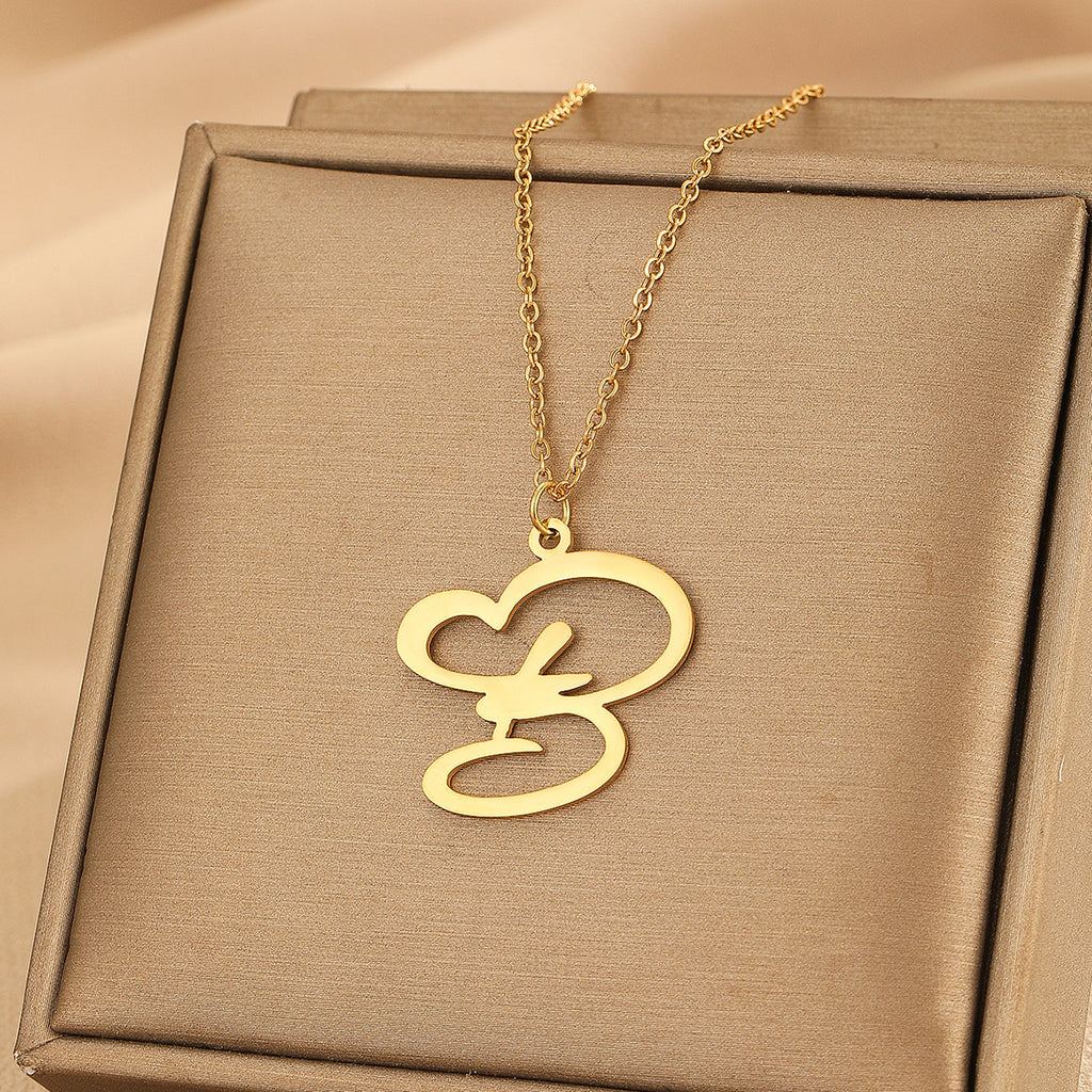 Heart of love 26 letter necklace