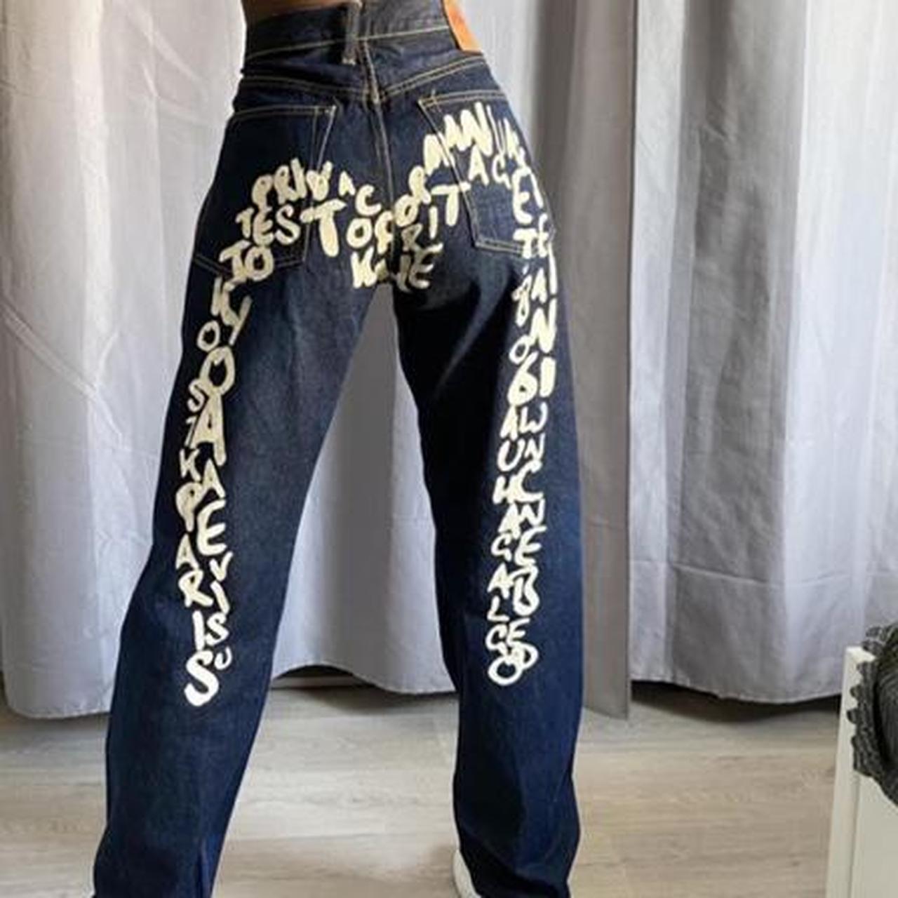 Letter Print Loose Straight-Leg Pants