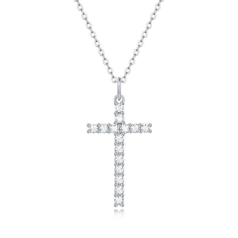 Cross Pendant Necklace with Moissanite