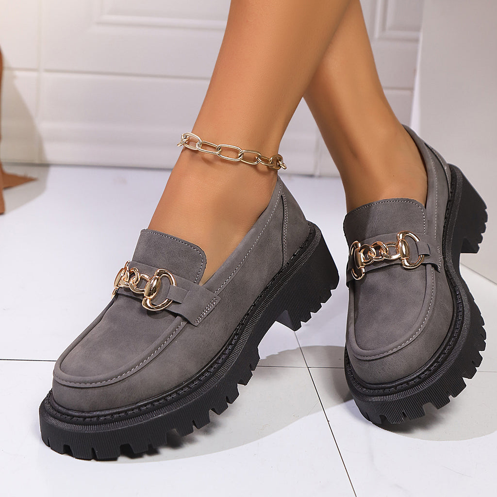 Leather Shoes Thick Sole Slip-On