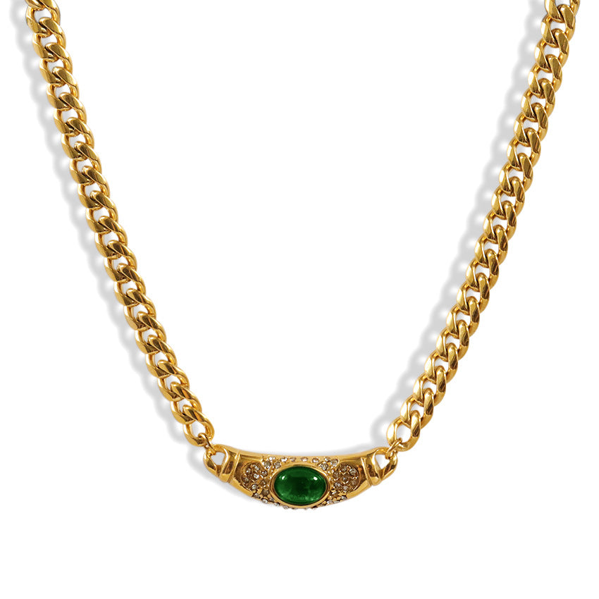 Fashion Stainless Steel Zircon Necklace with Gold Plating