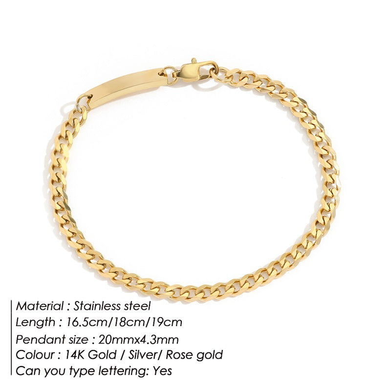 Stainless Steel Gold Plated Cuban Chain Bracelet