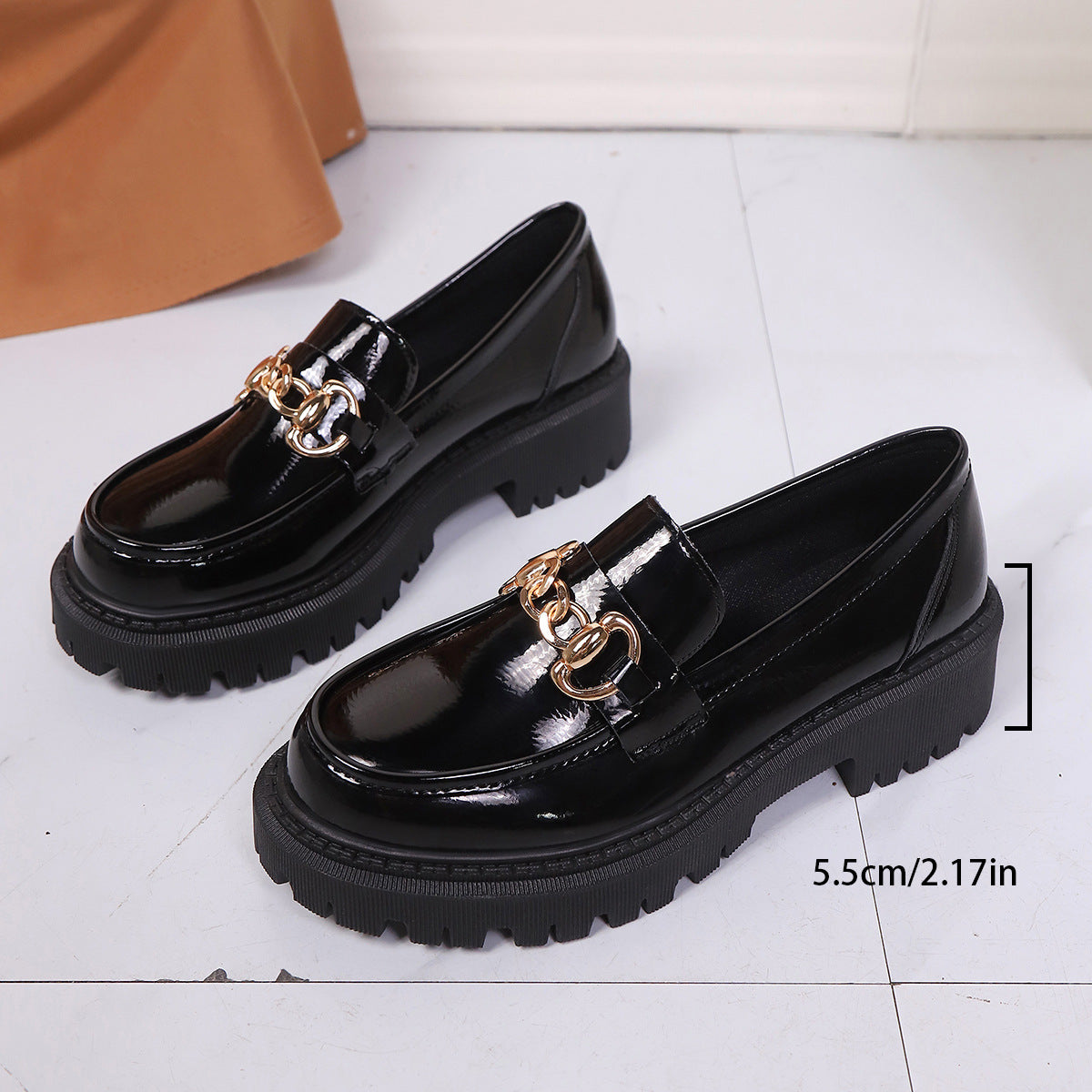 Leather Shoes Thick Sole Slip-On