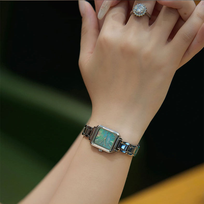 Simple Sugar Cube Small Square Steel Strap Watch