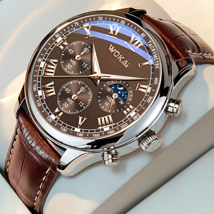 Men's WOKAI Quartz Watch with Leather Strap