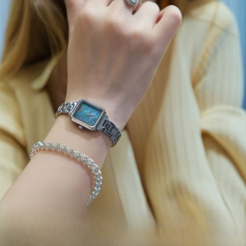 Simple Sugar Cube Small Square Steel Strap Watch
