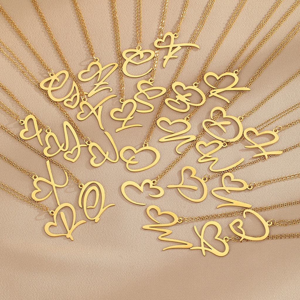 Heart of love 26 letter necklace