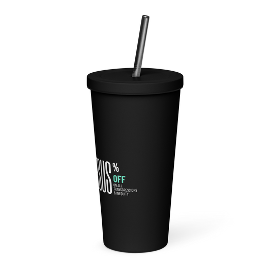 SUFFICIENT GRACE Insulated tumbler with a straw