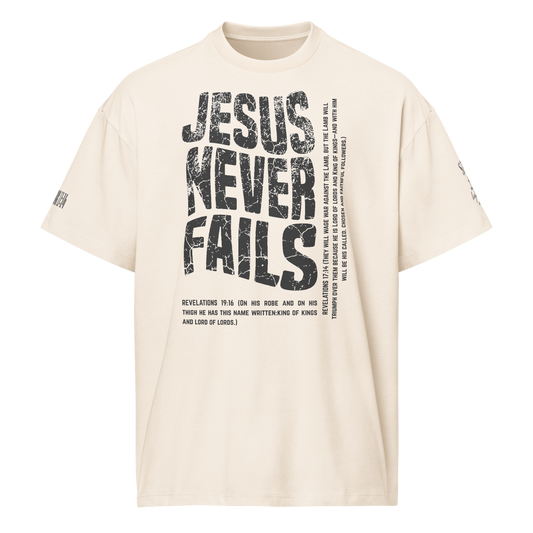 Men’s JESUS NEVER FAILS box tee