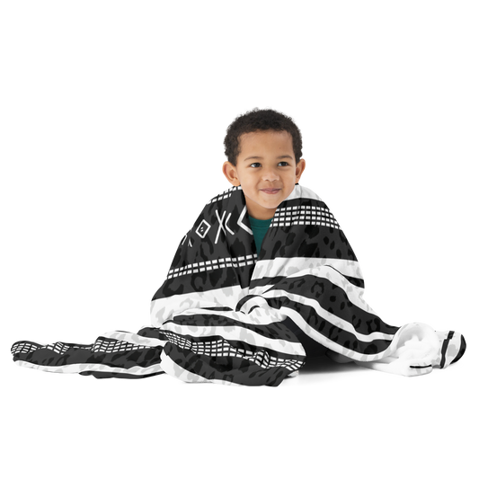Black and white Tribal cheetah print watermark Throw Blanket
