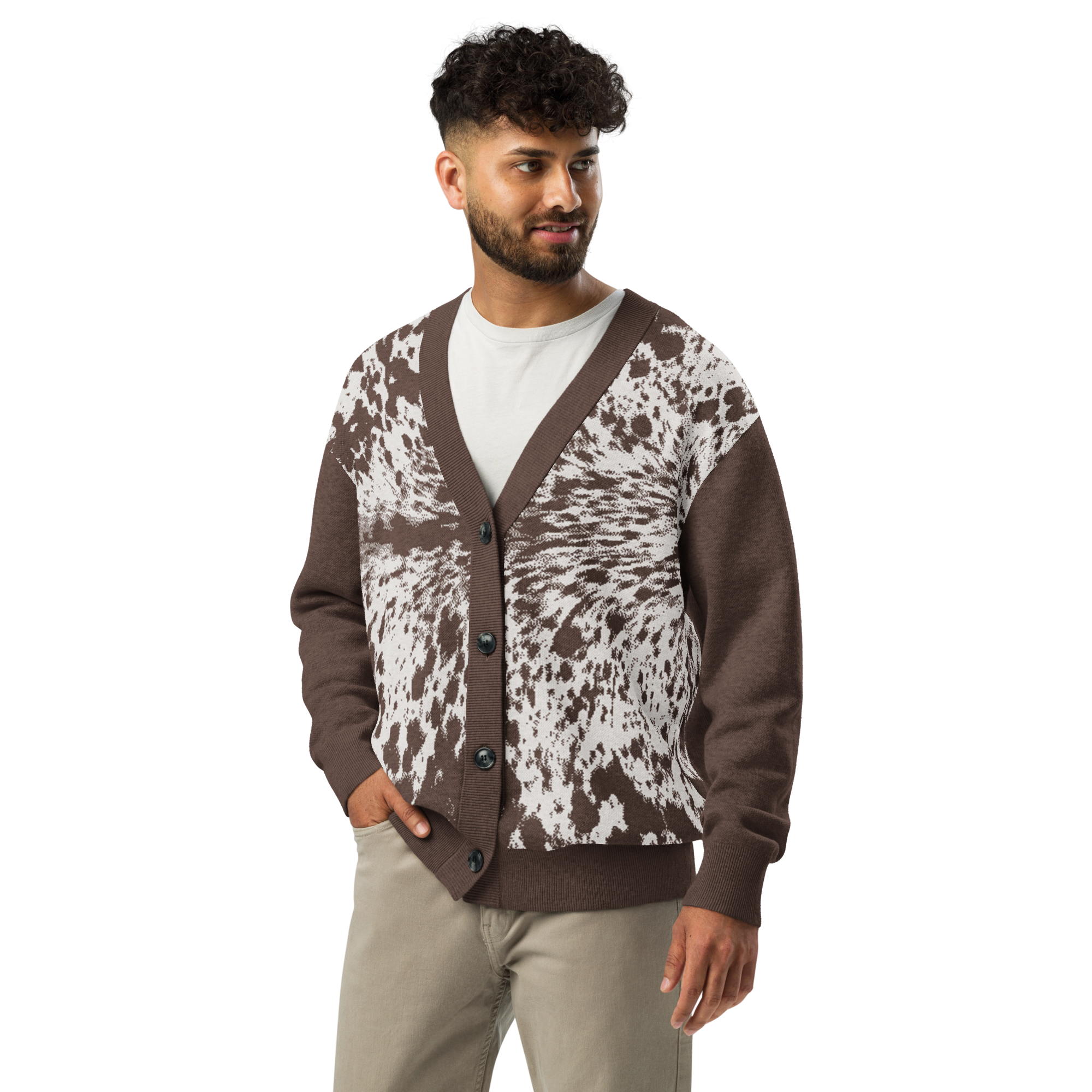 Spotted Cow Print Knitted cardigan