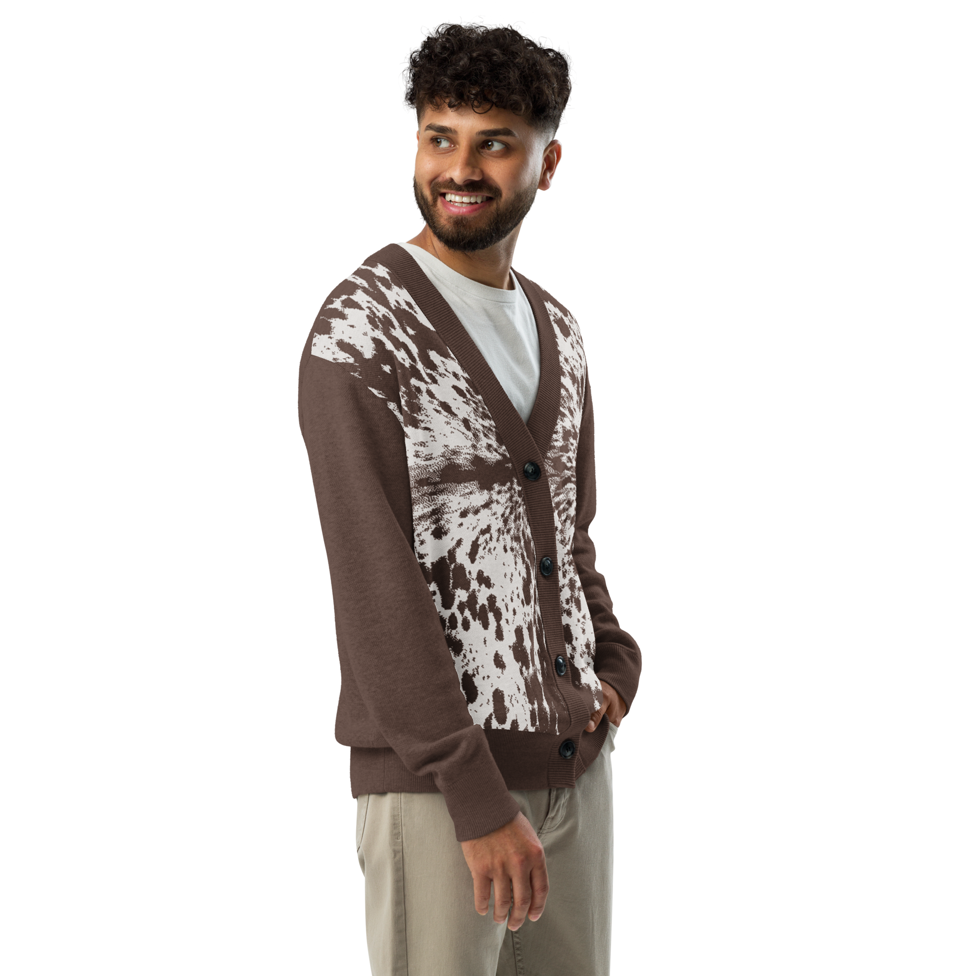 Spotted Cow Print Knitted cardigan