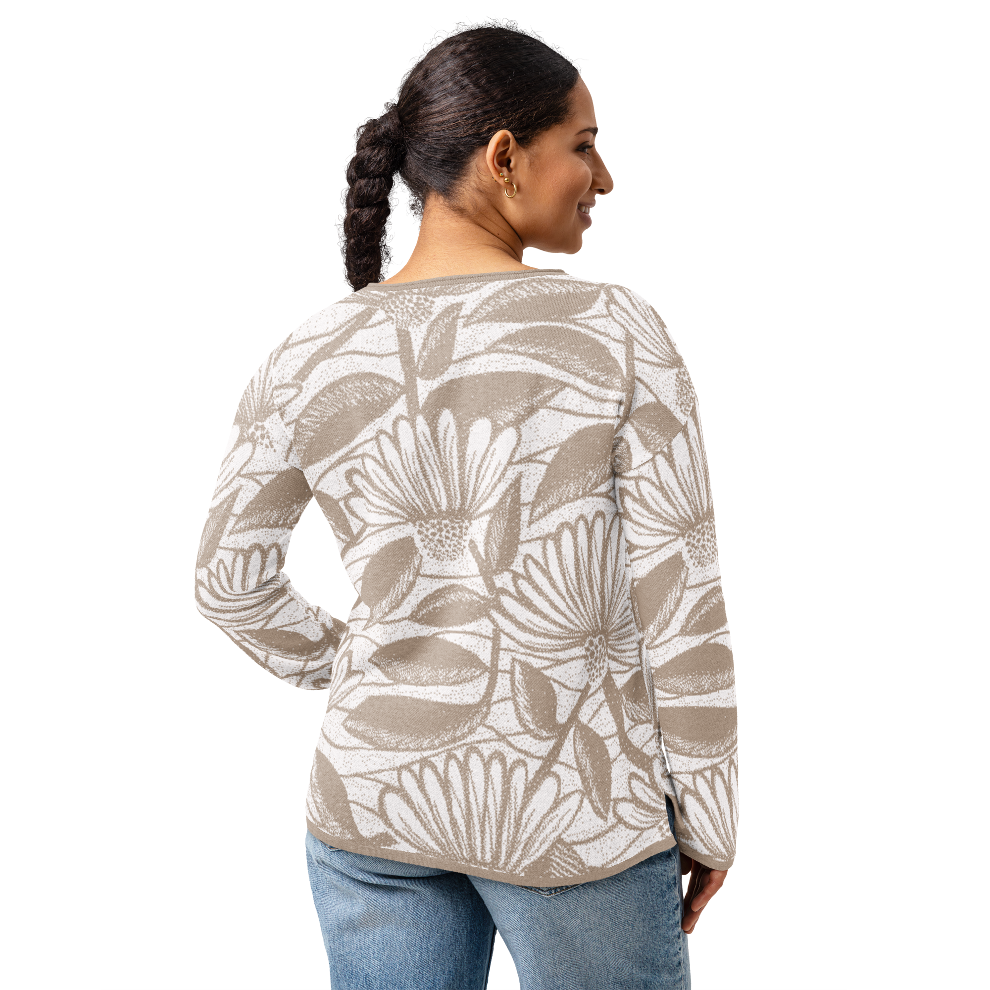 Women’s Vintage Floral straight bottom knitted sweater