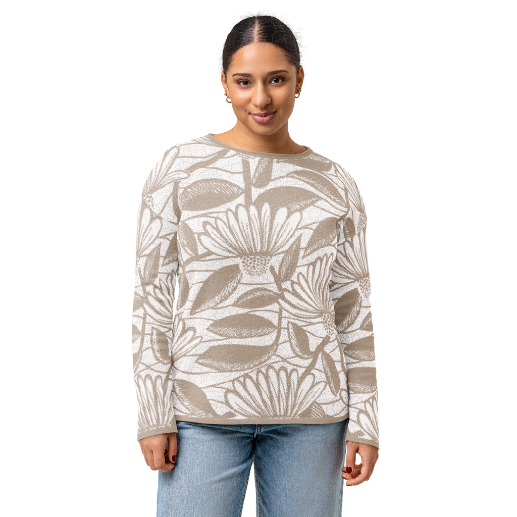 Women’s Vintage Floral straight bottom knitted sweater
